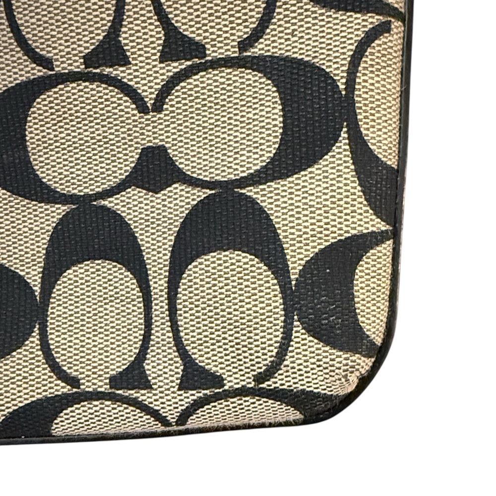 Coach Signature Monogram Crossbody Bag Black Tan Jacquard Canvas Leather Hangtag - Picture 16 of 16